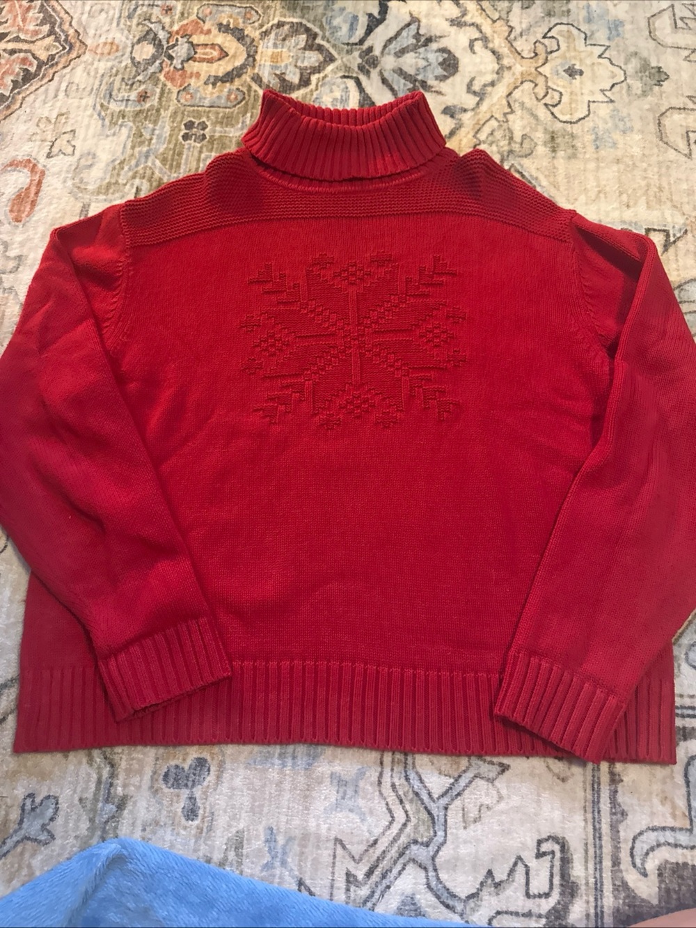Vintage Hunt Club Turtleneck Red Snowflake Winter Sweater Womens Large Cabincore
